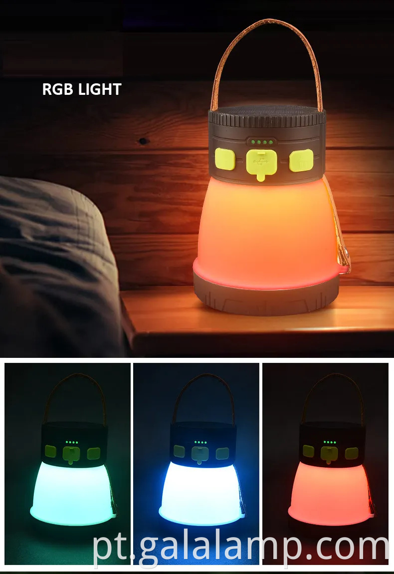 Lanterna de acampamento recarregável solar com um carregador de telefone com carregador de telefone